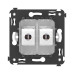 Компьютерная розетка RJ-45 без шторки в стену, кат.5е двойная, Avanti, белое облако