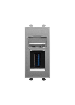 USB 3.0 розетка модульная, тип А-А, Avanti, закаленная сталь, 1 модуль