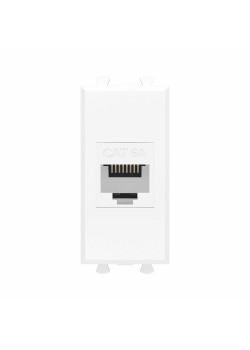 Компьютерная розетка RJ-45 без шторки модульная , кат.6А, Avanti, белое облако, 1 модуль