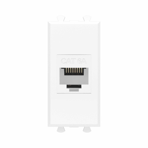 Компьютерная розетка RJ-45 без шторки модульная , кат.6А, Avanti, белое облако, 1 модуль