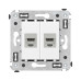 Компьютерная розетка RJ-45 без шторки в стену, кат.5e двойная экранированная, Avanti, белое облако