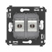 Компьютерная розетка RJ-45 без шторки в стену, кат.6А двойная экранированная, Avanti, закаленная сталь