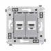 Компьютерная розетка RJ-45 без шторки в стену, кат.6А двойная, Avanti, закаленная сталь Компьютерная розетка RJ-45 без шторки в стену, кат.6А двойная, Avanti, закаленная сталь