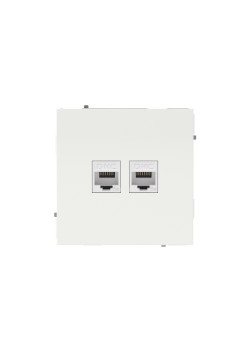 Компьютерная розетка RJ-45 без шторки, кат.5е двойная, KANT, белая магнолия