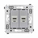 Компьютерная розетка RJ-45 без шторки в стену, кат.6А двойная экранированная, Avanti, закаленная сталь