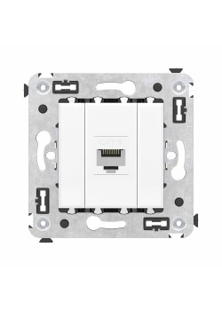 Компьютерная розетка RJ-45 без шторки в стену, кат.6 одинарная, Avanti, белое облако