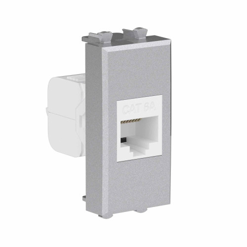 Компьютерная розетка RJ-45 без шторки модульная, кат.6А, Avanti, закаленная сталь, 1 модуль
