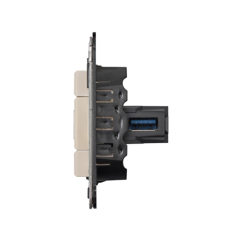 USB 3.0 розетка одинарная в стену, тип А-А, Avanti, ванильная дымка