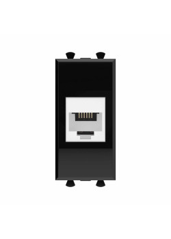Телефонная розетка RJ-12 без шторки модульная, Avanti, черный квадрат, 1 модуль