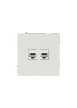 Компьютерная розетка RJ-45 без шторки, кат.6А двойная, KANT, белый песок