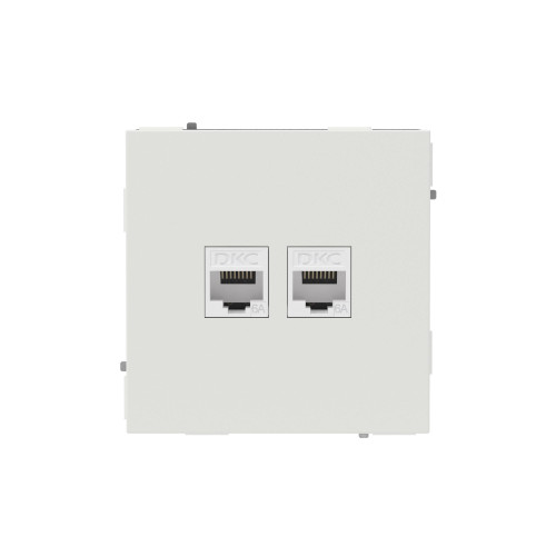 Компьютерная розетка RJ-45 без шторки, кат.6А двойная, KANT, белый песок