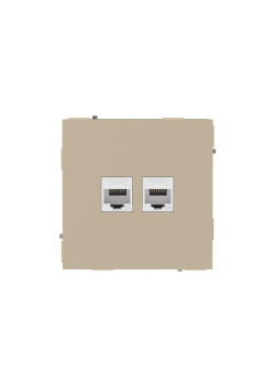 Компьютерная розетка RJ-45 без шторки, кат.6А двойная, KANT, ванильный марципан