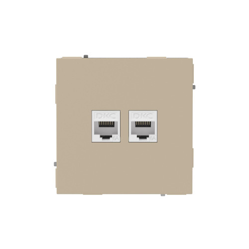 Компьютерная розетка RJ-45 без шторки, кат.6А двойная, KANT, ванильный марципан