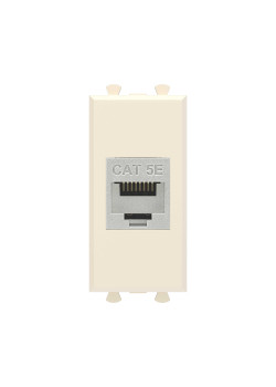 Компьютерная розетка RJ-45 без шторки модульная, кат.5е экранированная, Avanti, ванильная дымка, 1 модуль