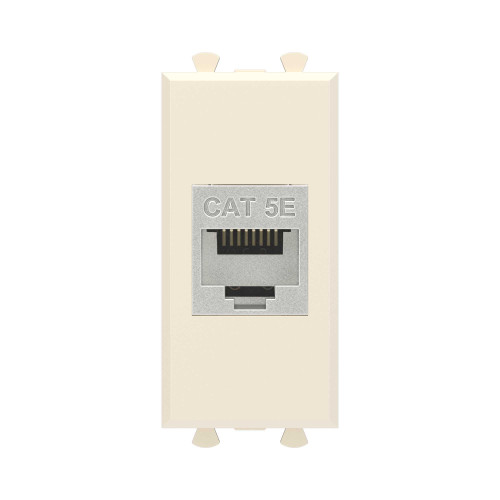 Компьютерная розетка RJ-45 без шторки модульная, кат.5е экранированная, Avanti, ванильная дымка, 1 модуль