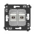 Компьютерная розетка RJ-45 без шторки в стену, кат.5e двойная экранированная, Avanti, белое облако