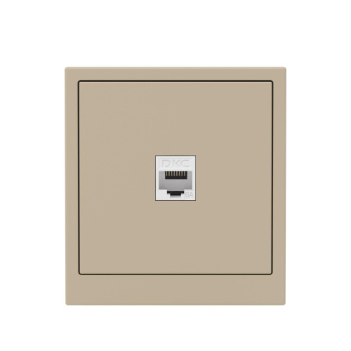 Компьютерная розетка RJ-45 без шторки, кат.6А одинарная,KANT, ванильный марципан