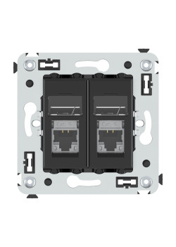 Компьютерная розетка RJ-45 в стену, кат.6 экранированная  двойная, Avanti, черный матовый