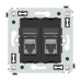 Компьютерная розетка RJ-45 в стену, кат.6 экранированная  двойная, Avanti, черный матовый