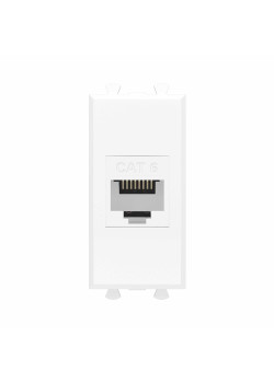 Компьютерная розетка RJ-45 без шторки модульная, кат.6, Avanti, белое облако, 1 модуль