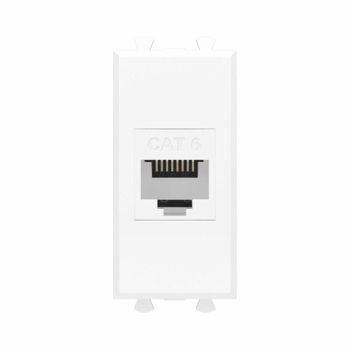 Компьютерная розетка RJ-45 без шторки модульная, кат.6, Avanti, белое облако, 1 модуль