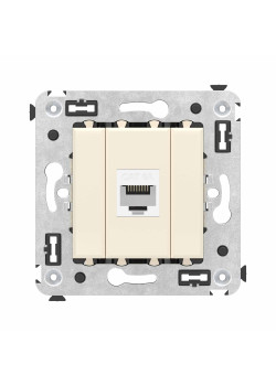 Компьютерная розетка RJ-45 без шторки в стену, кат.6А одинарная, Avanti, ванильная дымка
