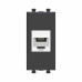 Телефонная розетка RJ-12 без шторки модульная, Avanti, черный матовый, 1 модуль