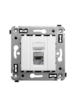 Компьютерная розетка RJ-45 в стену, кат.5e одинарная экранированная, Avanti, белое облако