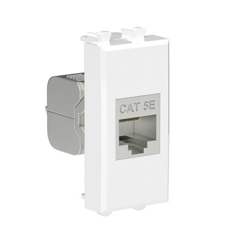 Компьютерная розетка RJ-45 без шторки модульная, кат.5е экранированная, Avanti, белое облако, 1 модуль