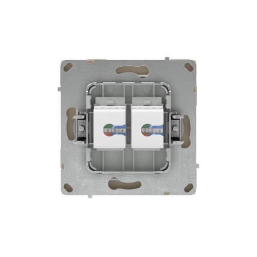 Компьютерная розетка RJ-45 без шторки, кат.5е двойная, KANT, ванильный марципан