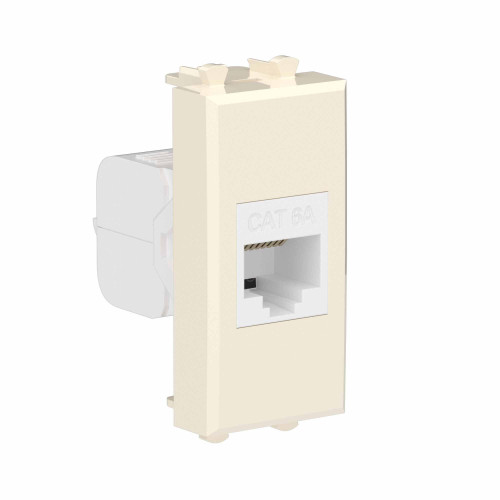 Компьютерная розетка RJ-45 без шторки модульная, кат.6А, Avanti, ванильная дымка, 1 модуль