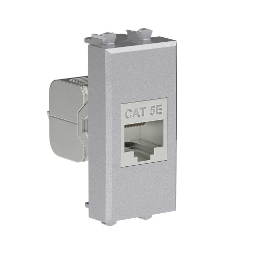 Компьютерная розетка RJ-45 без шторки модульная, кат.5е экранированная, Avanti, закаленная сталь, 1 модуль