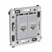 Компьютерная розетка RJ-45 без шторки в стену, кат.6А двойная экранированная, Avanti, закаленная сталь
