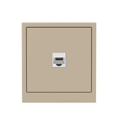 Компьютерная розетка RJ-45 без шторки, кат.5е одинарная, KANT, ванильный марципан