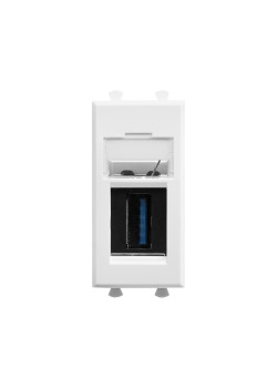 USB 3.0 розетка модульная, тип А-А, Avanti, белое облако, 1 модуль
