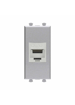 Компьютерная розетка RJ-45 без шторки модульная, кат.6А экранированная, Avanti, закаленная сталь, 1 модуль