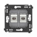 Компьютерная розетка RJ-45 без шторки в стену, кат.6 двойная экранированная, Avanti, закаленная сталь
