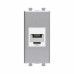 Телефонная розетка RJ-12 без шторки модульная, Avanti, закаленная сталь, 1 модуль