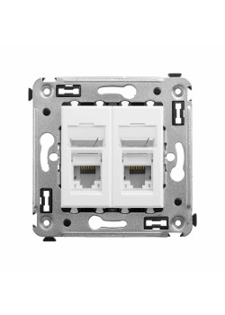 Компьютерная розетка RJ-45 в стену, кат.5e двойная, Avanti, белое облако