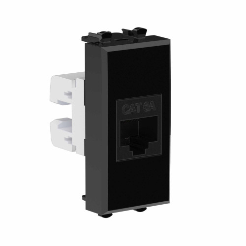 Компьютерная розетка RJ-45 без шторки модульная, кат.6А, Avanti, черный квадрат, 1 модуль