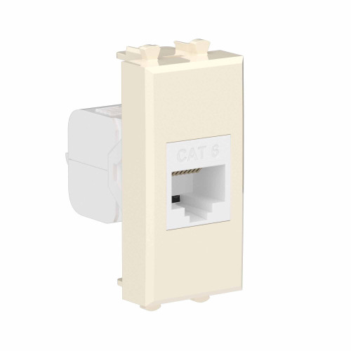Компьютерная розетка RJ-45 без шторки модульная, кат.6, Avanti, ванильная дымка, 1 модуль