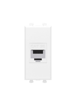 Компьютерная розетка RJ-45 без шторки модульная, кат.5е, Avanti, белое облако, 1 модуль