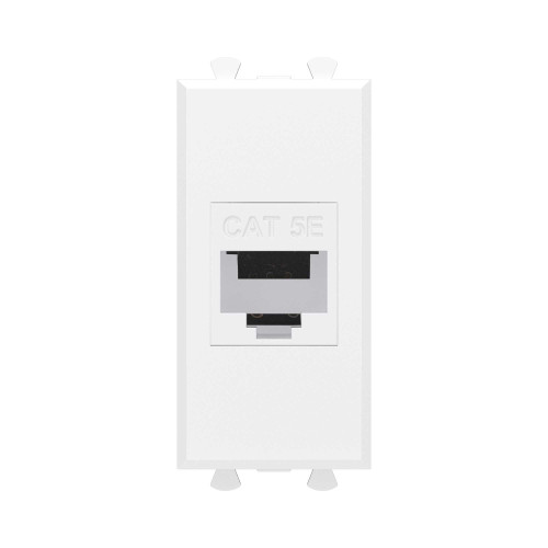 Компьютерная розетка RJ-45 без шторки модульная, кат.5е, Avanti, белое облако, 1 модуль