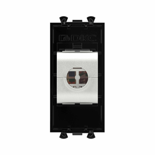 Компьютерная розетка RJ-45 без шторки модульная, кат.6 экранированная, Avanti, черный квадрат, 1 модуль