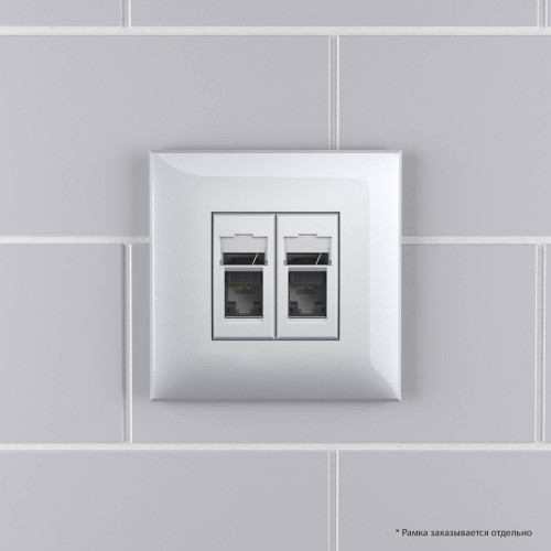 Компьютерная розетка RJ-45 в стену, кат.5e двойная, 