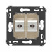 Компьютерная розетка RJ-45 без шторки в стену, кат.6А двойная экранированная, Avanti, ванильная дымка