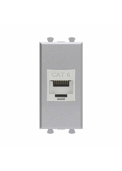 Компьютерная розетка RJ-45 без шторки модульная, кат.6 экранированная, Avanti, закаленная сталь, 1 модуль