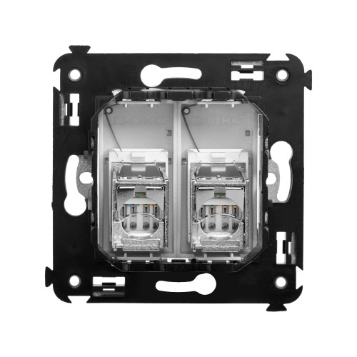 Компьютерная розетка RJ-45 в стену, кат.6 двойная экранированная, Avanti, закаленная сталь