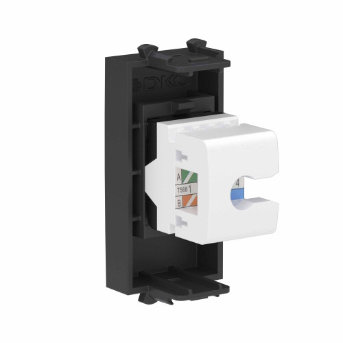 Компьютерная розетка RJ-45 без шторки модульная, кат.6А, Avanti, черный матовый, 1 модуль