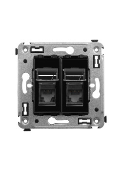 Компьютерная розетка RJ-45 в стену, кат.6А двойная, Avanti, черный квадрат